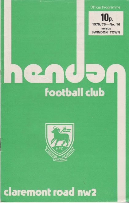 Hendon v Swindon Town  13-Dec-1975