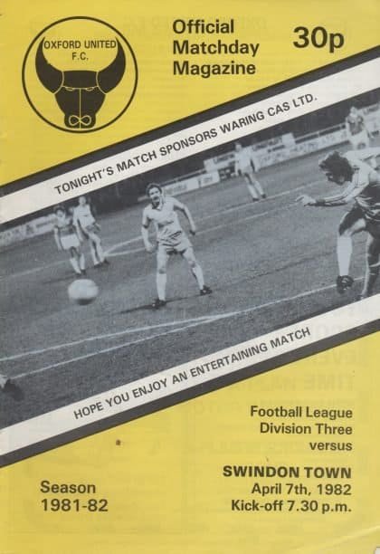 Oxford United v Swindon Town 07-Apr-1982