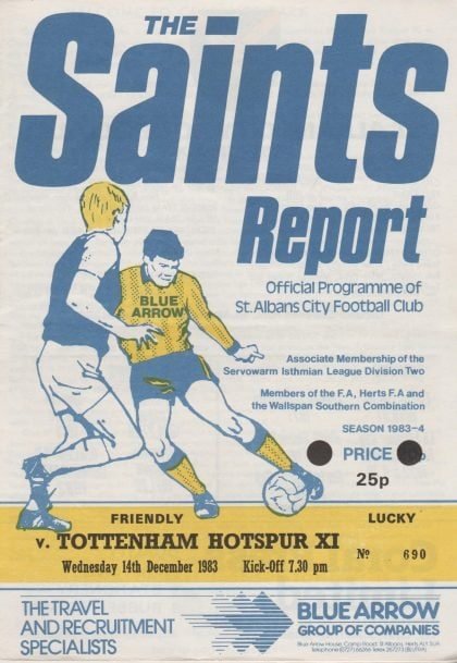 St Albans City v Tottenham Hotspur XI  14-Dec-1983