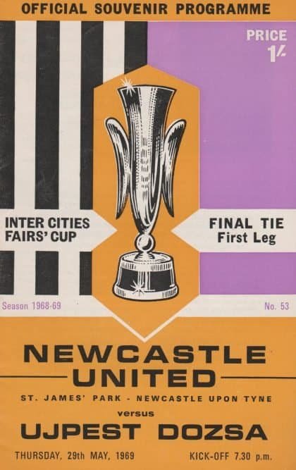 Newcastle United v Ujpest Dozsa 29-May-1969
