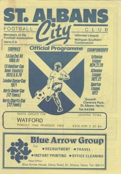 St Albans City v Watford  22-Feb-1983