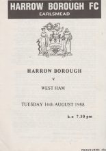 Harrow Borough v West Ham United 16-Aug-1988