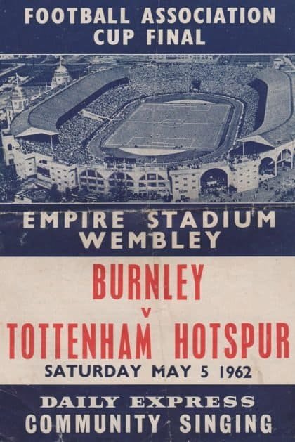 Burnley v Tottenham Hotspur  05-May-1962 Song sheet