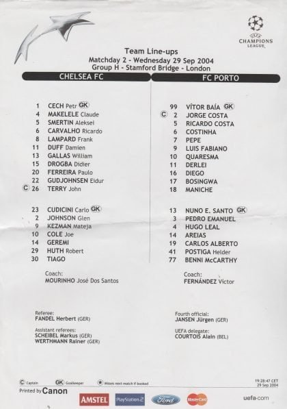 Chelsea v FC Porto 29-Sep-2004