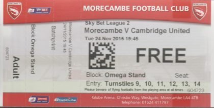 Morecambe v Cambridge United 24-Nov-2015