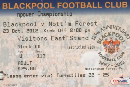 Blackpool v Nottingham Forest  23-Oct-2012