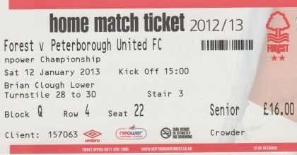 Nottingham Forest v Peterbrough United 12-Jan-2013