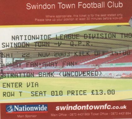 Swindon Town v Queens Park Rangers 22-Nov-2003