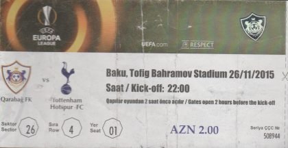 Qarabag v Tottenham Hotspur 26-Nov-2015