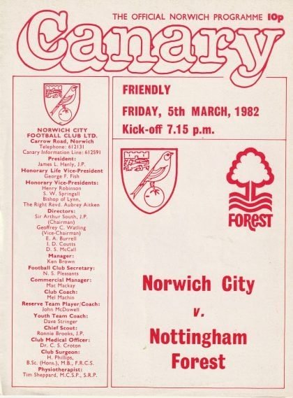 Norwich City v Nottingham Forest  05-Mar-1982