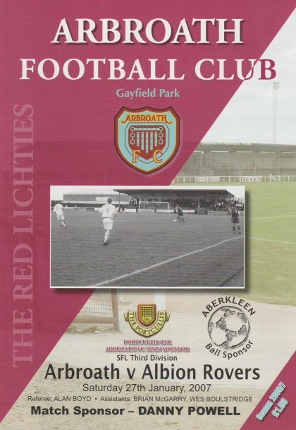 Arbroath v Albion Rovers  27-Jan-2007