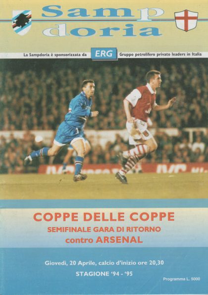 Sampdoria v Arsenal  20-Apr-1995