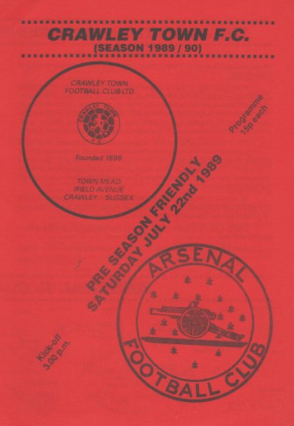Crawley Town v Arsenal  22-Jul-1989