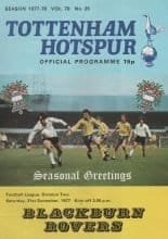 Tottenham Hotspur v Blackburn Rovers  31-Dec-1977