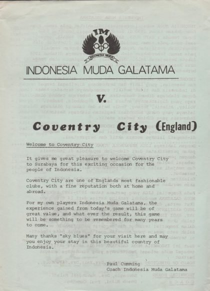 Indonesia Muda Galatama v Coventry City  04-Jun-1981