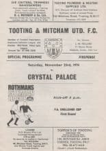 Tooting & Mitcham United v Crystal Palace  23-Nov-1974