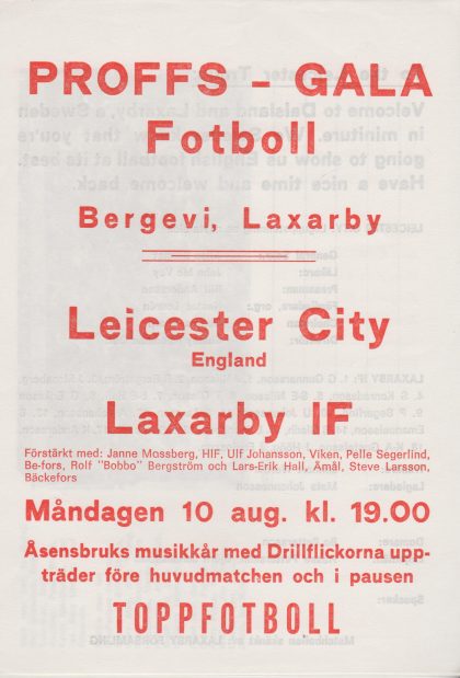 Laxarby IF v Leicester City 10-Aug-1980