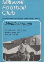 Millwall v Middlesbrough 02-Mar-1973