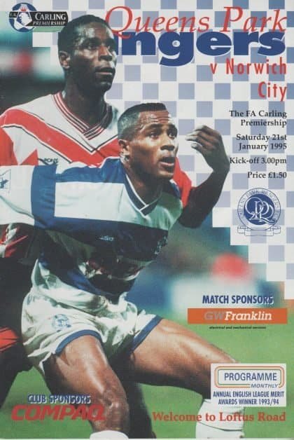 Queens Park Rangers v Norwich City  21-Jan-1995