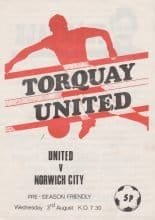 Torquay United v Norwich City 03-Aug-1977