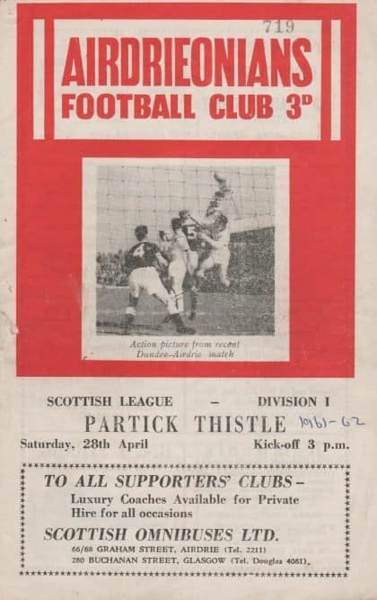 Airdrieonians v Partick Thistle  28-Apr-1962
