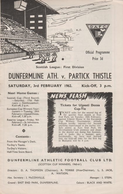 Dunfermline Athletic v Partick Thistle 03-Feb-1962