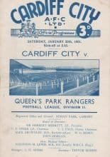Cardiff City v Queens Park Rangers 20-Jan-1951