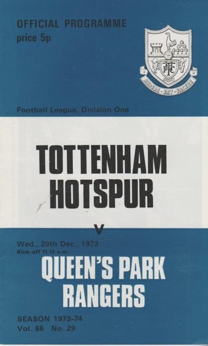 Tottenham Hotspur v Queens Park Rangers 26-Dec-1973