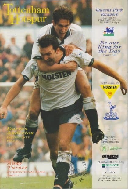 Tottenham Hotspur v Queens Park Rangers 27-Feb-1993