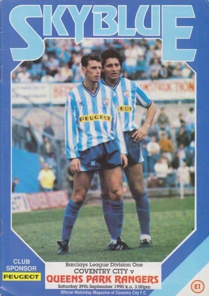 Coventry City v Queens Park Rangers 29-Sep-1990