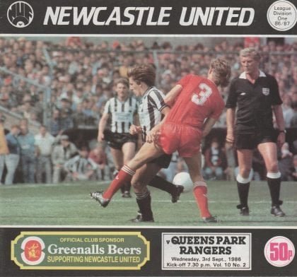 Newcastle United v Queens Park Rangers 03-Sep-1986