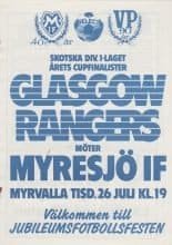 Myresjö IF v Glasgow Rangers 26-Jul-1983