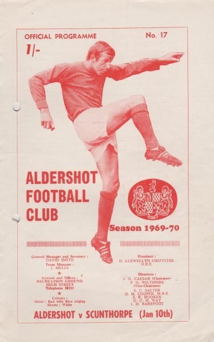 Aldershot v Scunthorpe United 10-Jan-1970