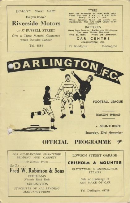 Darlington v Scunthorpe United 23-Nov-1968