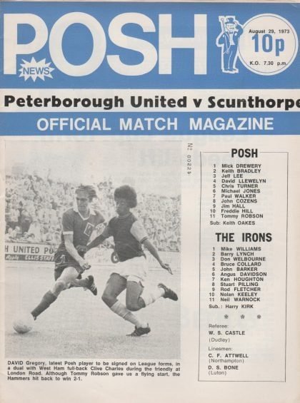 Peterborough United v Scunthorpe United  29-Aug-1973