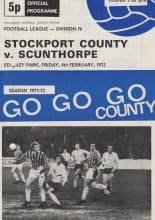 Stockport County v Scunthorpe United 04-Feb-1972