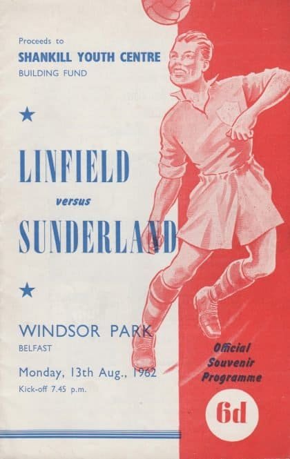 Linfield v Sunderland 13-Aug-1962