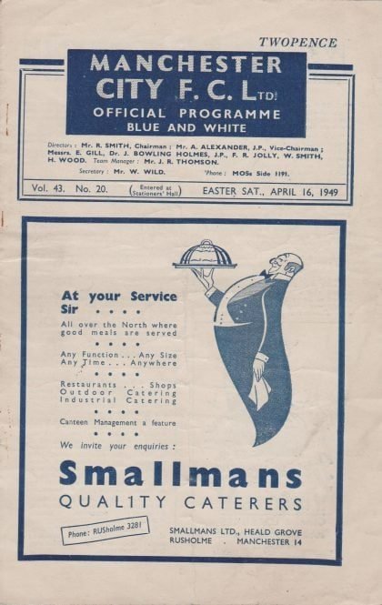 Manchester City v Sunderland  16-Apr-1949