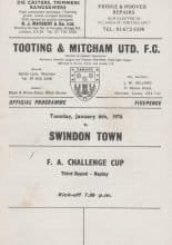 Tooting & Mitcham United v Swindon Town  06-Jan-1976