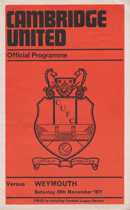 Cambridge United v Weymouth  20-Nov-1971