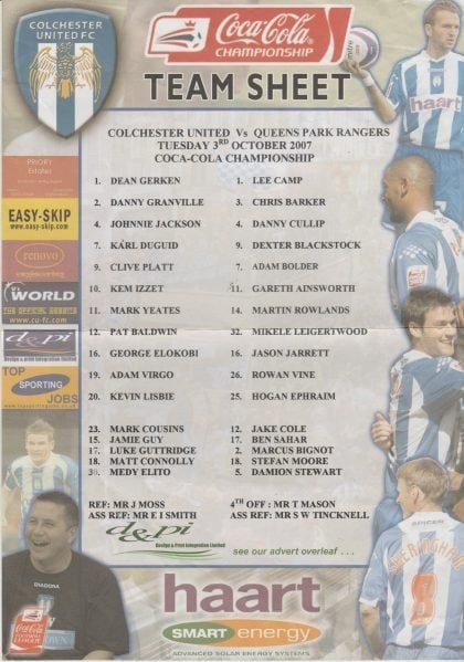 Colchester United v Queens Park Rangers 03-Oct-2007