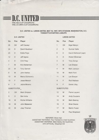 DC United v Leeds United  16-May-1997