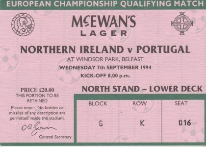 Northern Ireland v Portugal 07-Sep-1994