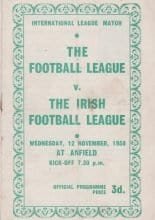 The Football League v The Irish Football League   12-Nov-1958