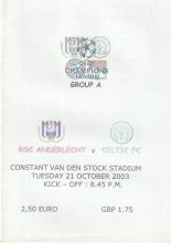 Anderlecht v Glasgow Celtic - Pirate issue 21-Oct-2003