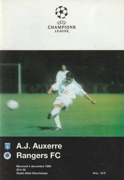 Auxerre v Glasgow Rangers  04-Dec-1996