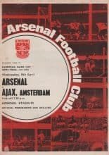 Arsenal v Ajax  08-Apr-1970