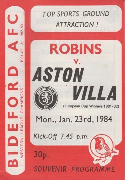Bideford v Aston Villa  23-Jan-1984