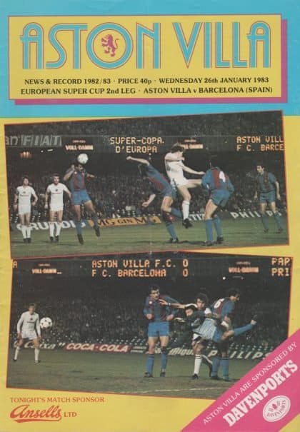 Aston Villa v Barcelona   26-Jan-1983