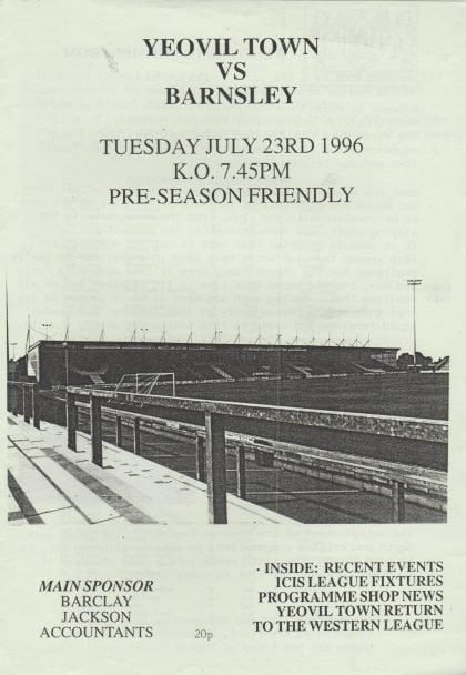 Yeovil Town v Barnsley 23-Jul-1996